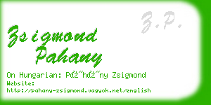 zsigmond pahany business card